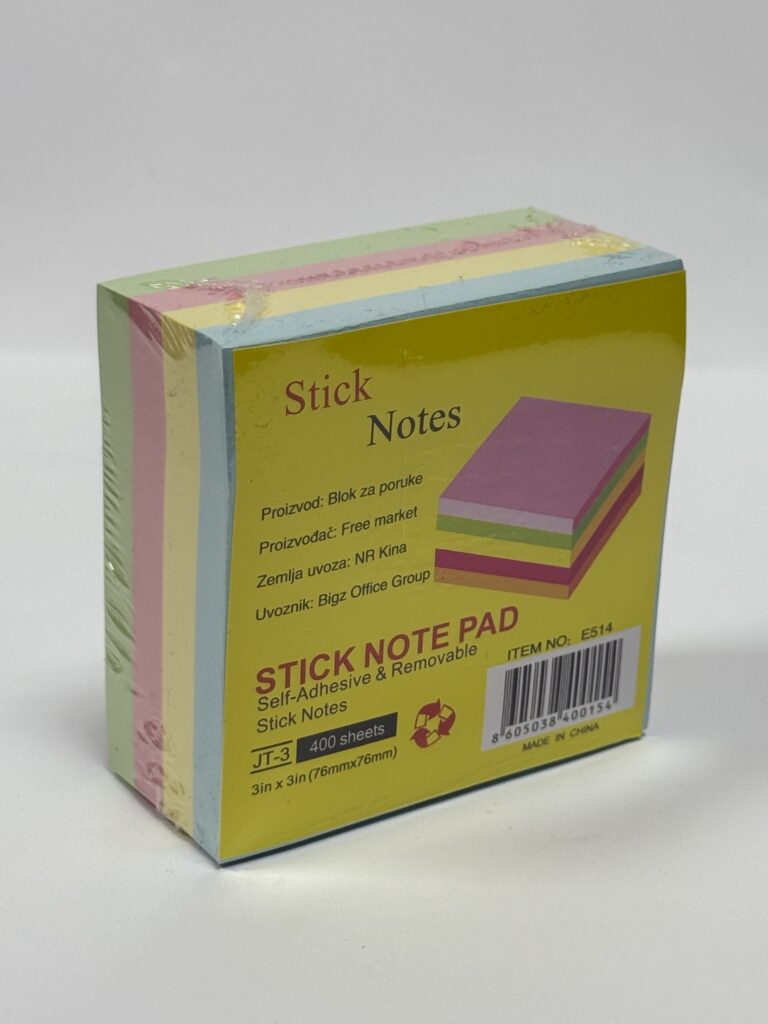 Blok samolepljivi u boji 400L 75×75 PASTEL