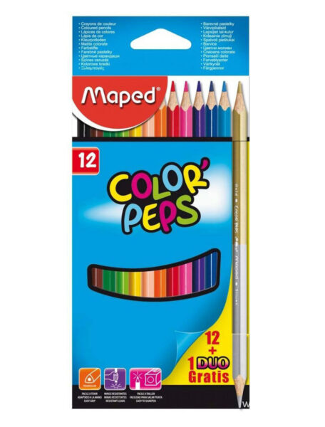 Drvene bojice Maped 1/12 + Zlatno srebrna