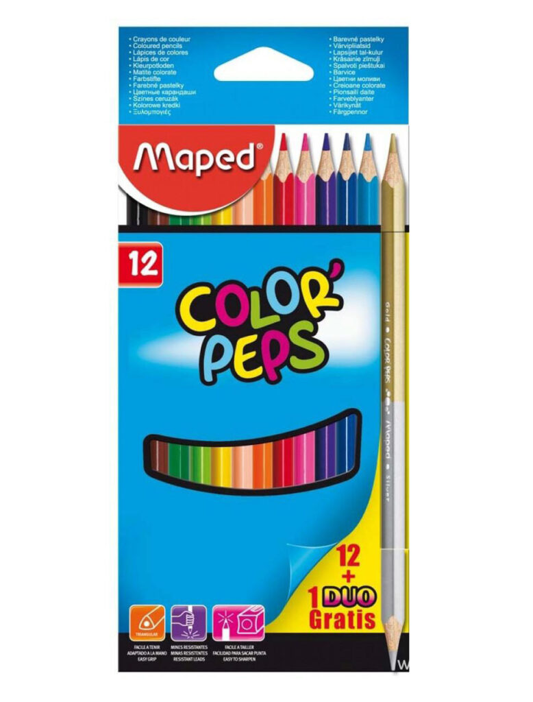 Drvene bojice Maped 1/12 + Zlatno srebrna