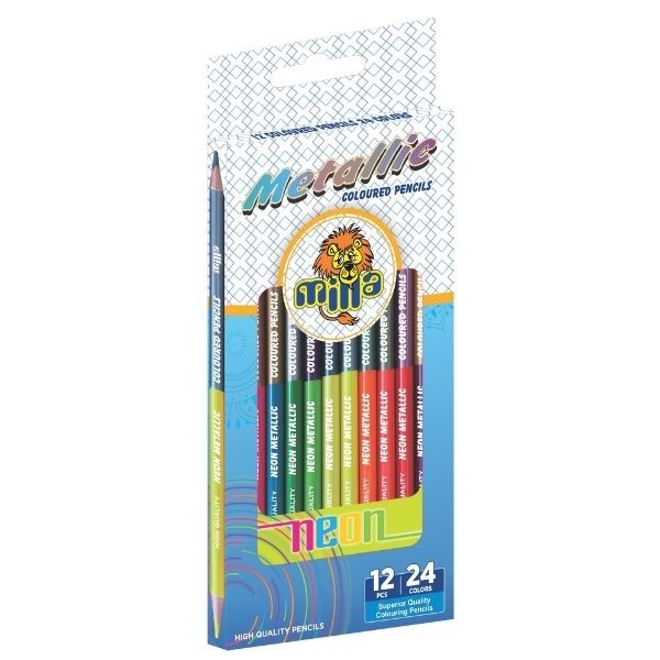 Drvene bojice metalik neon Milla 12/24